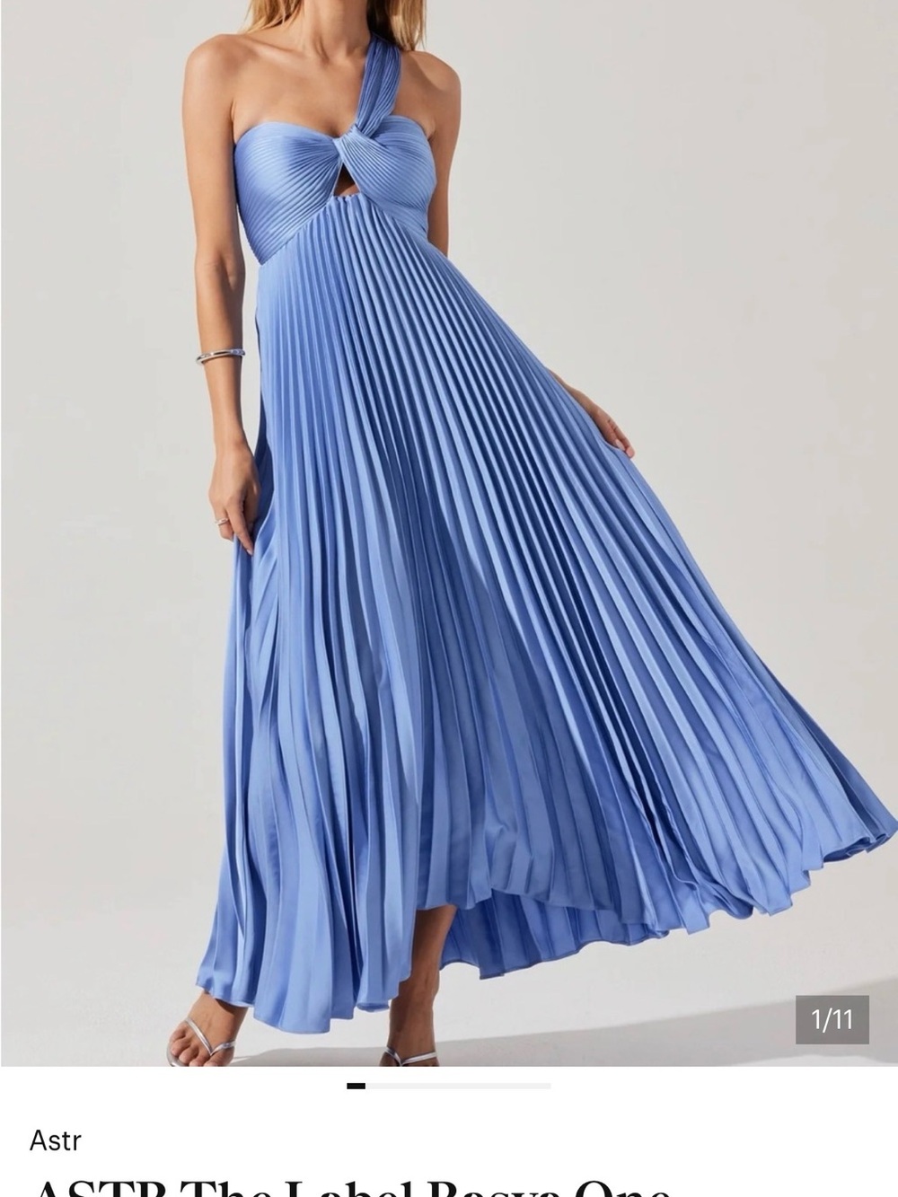 Astr One-Shoulder Pleated Maxi Dress in Periwinkle
